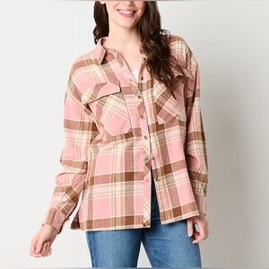 XL Arizona Juniors Womens Long Sleeve Flannel Shirt-NWT